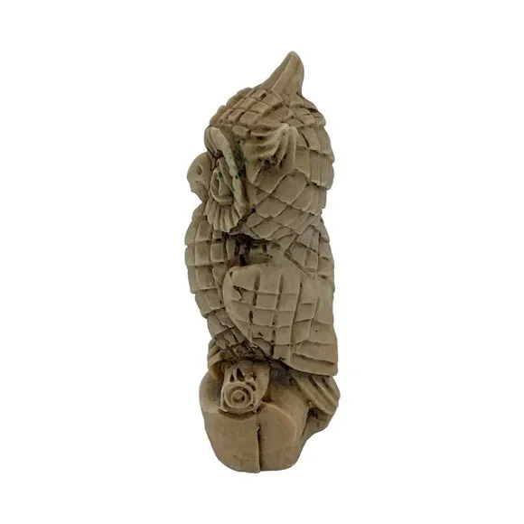 Carved Natural Stone Owl Figurine Handmade in Mexico (?) Collectable Miniature - Picture 7 of 12